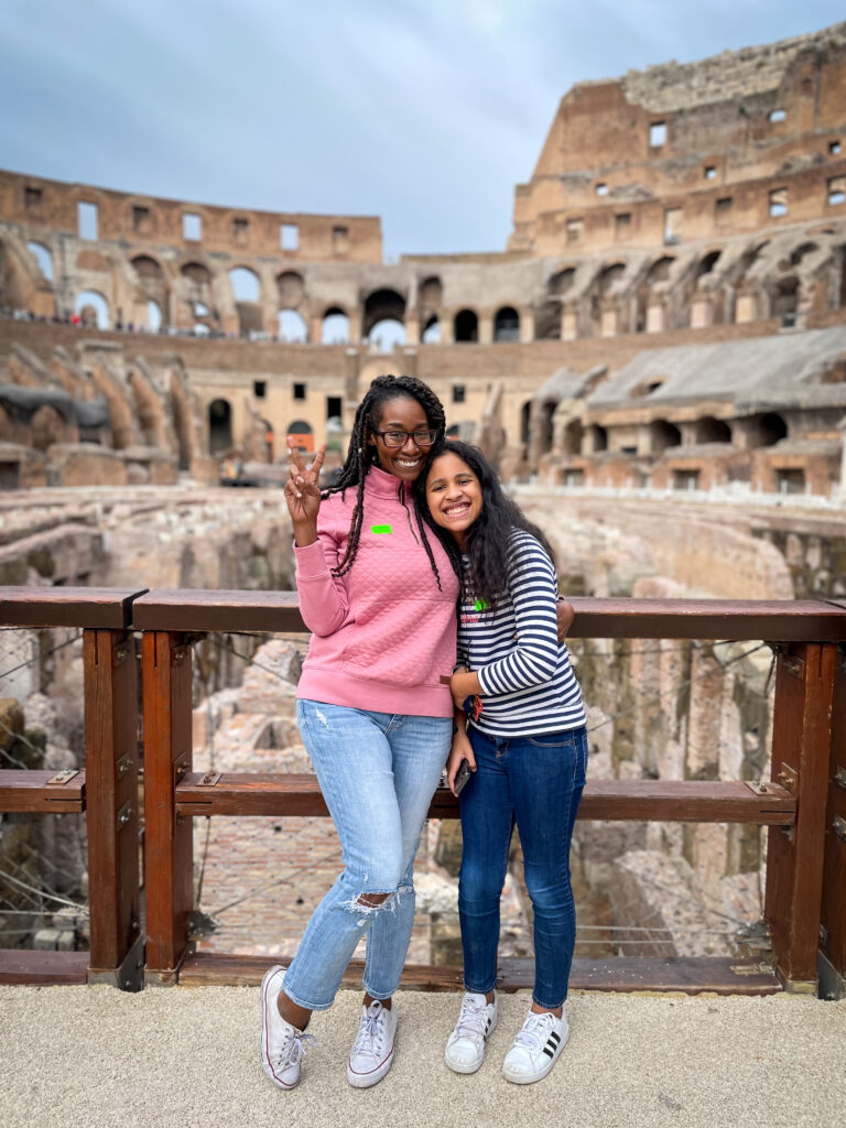 Reese and Courtney from World In Four Days at the Roman Colosseum